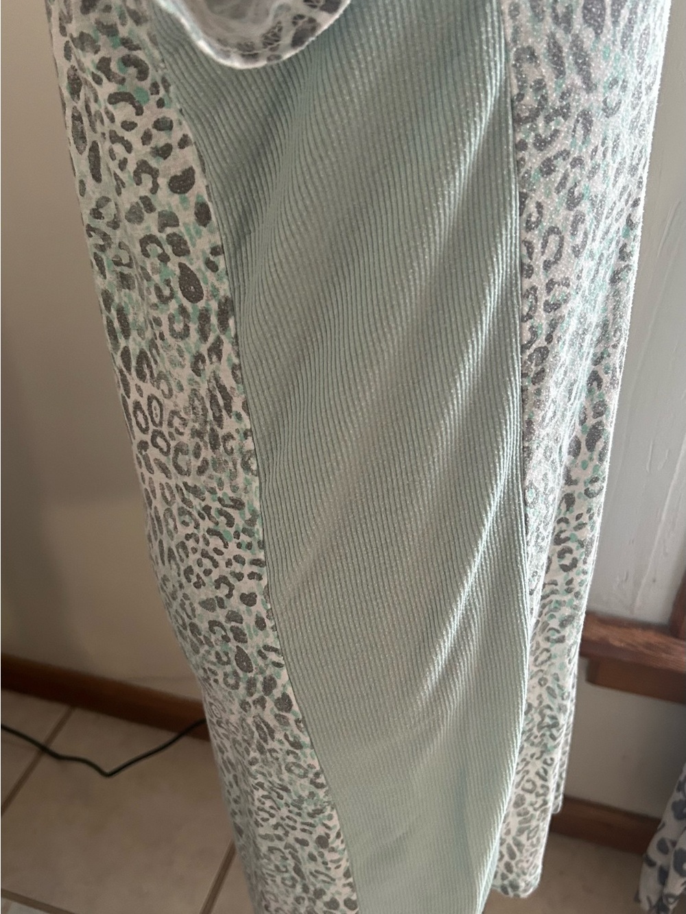 Mint Green Leopard Panel Lounge Pants